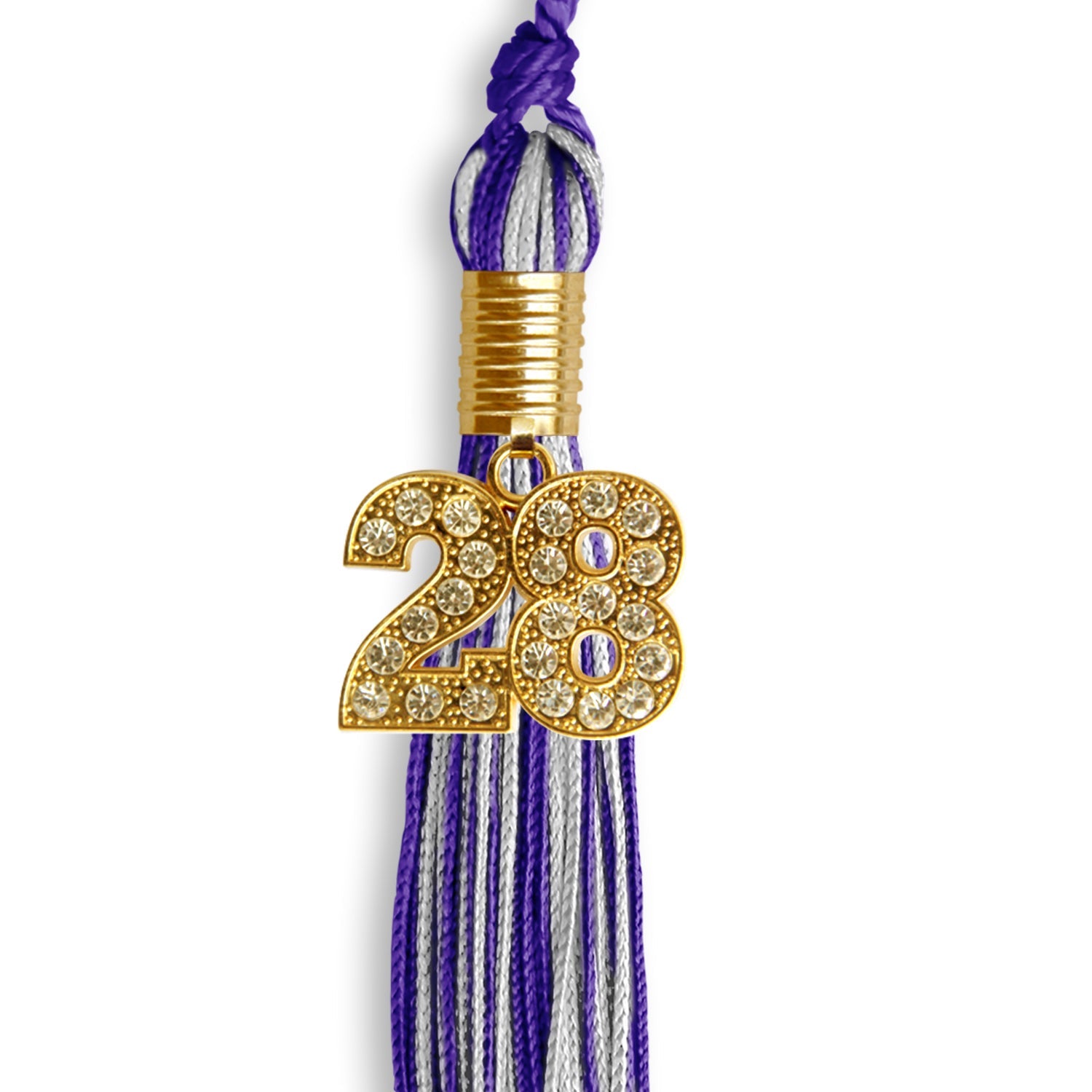 Purple/Silver Mixed Color Graduation Tassel with Gold Date Drop - Endea Graduation
