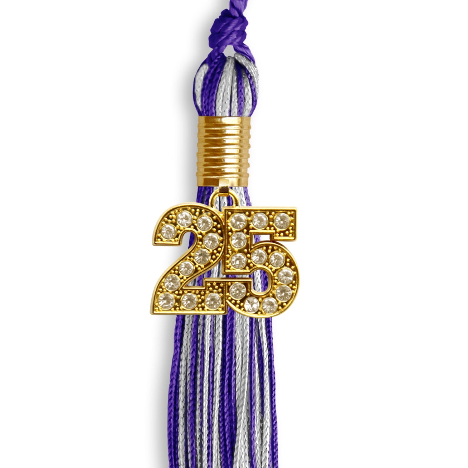 Purple/Silver Mixed Color Graduation Tassel with Gold Date Drop - Endea Graduation