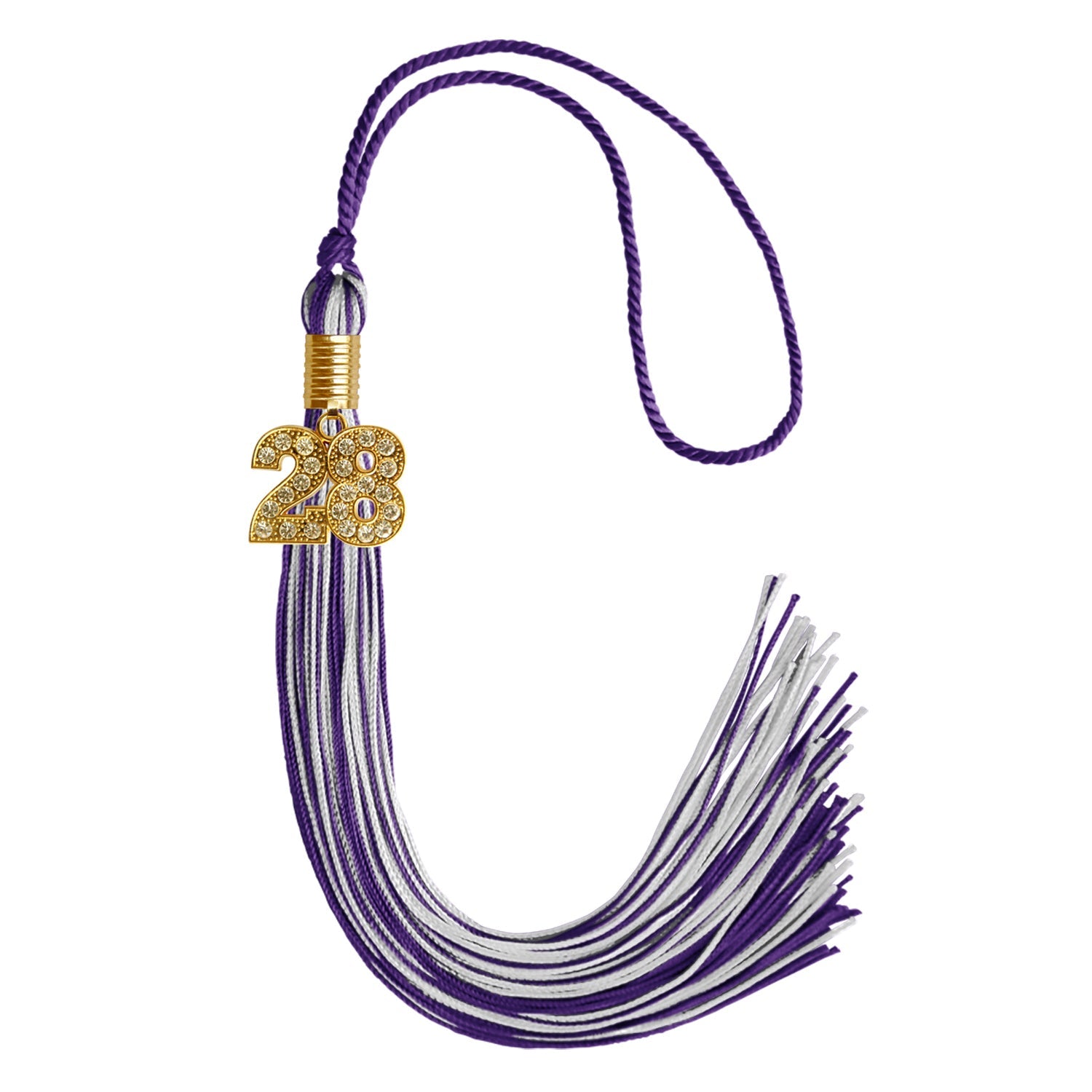 Purple/Silver Mixed Color Graduation Tassel with Gold Date Drop - Endea Graduation