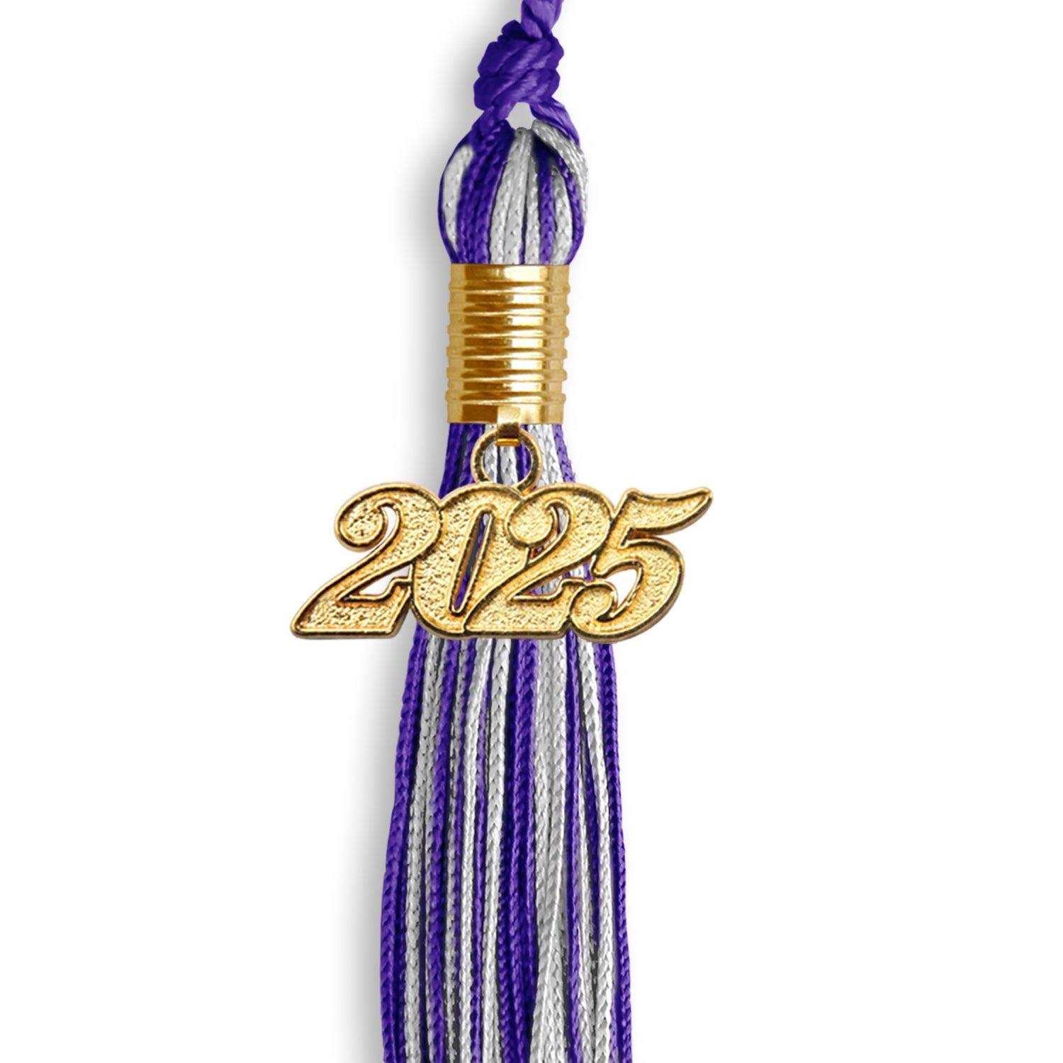 Purple/Silver Mixed Color Graduation Tassel with Gold Date Drop - Endea Graduation