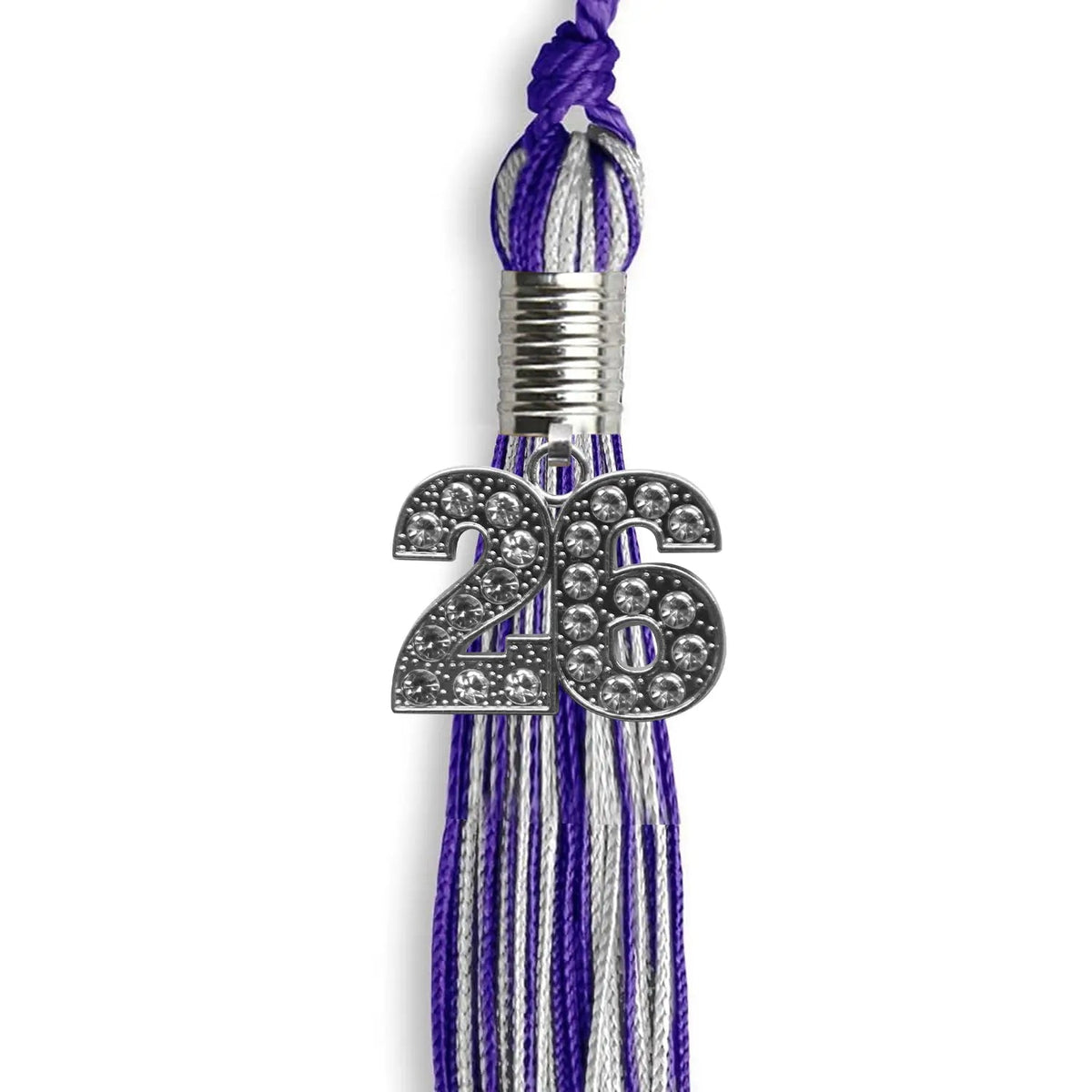 Purple/Silver Mixed Color Graduation Tassel with Silver Bling Charm - Endea Graduation