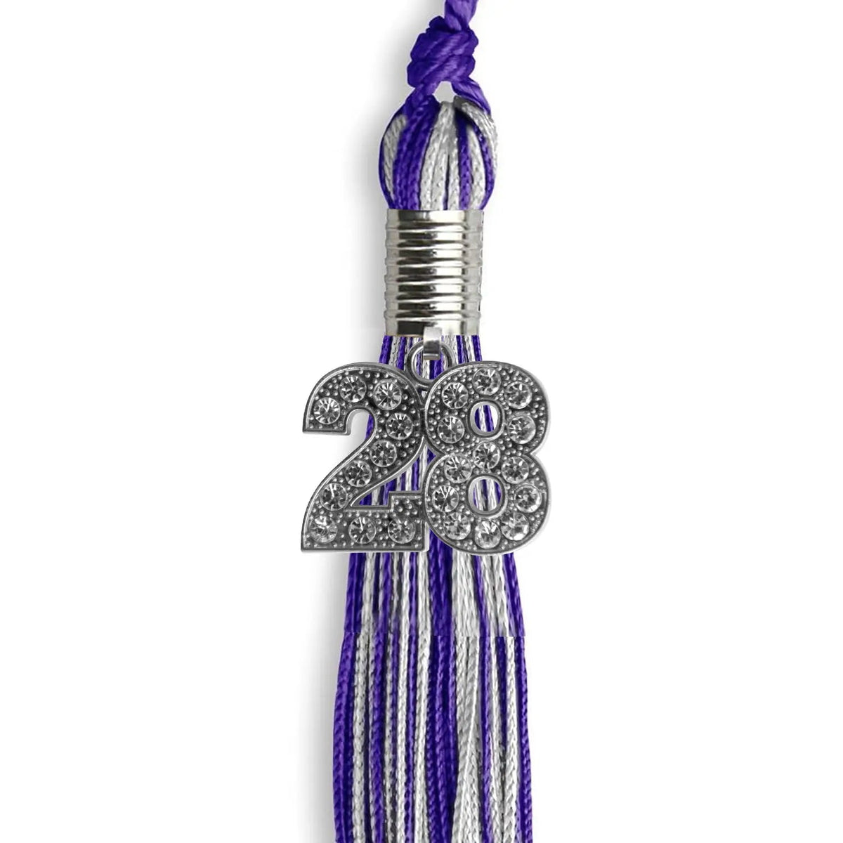 Purple/Silver Mixed Color Graduation Tassel with Silver Bling Charm - Endea Graduation