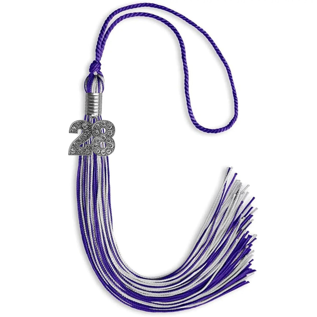 Purple/Silver Mixed Color Graduation Tassel with Silver Bling Charm - Endea Graduation