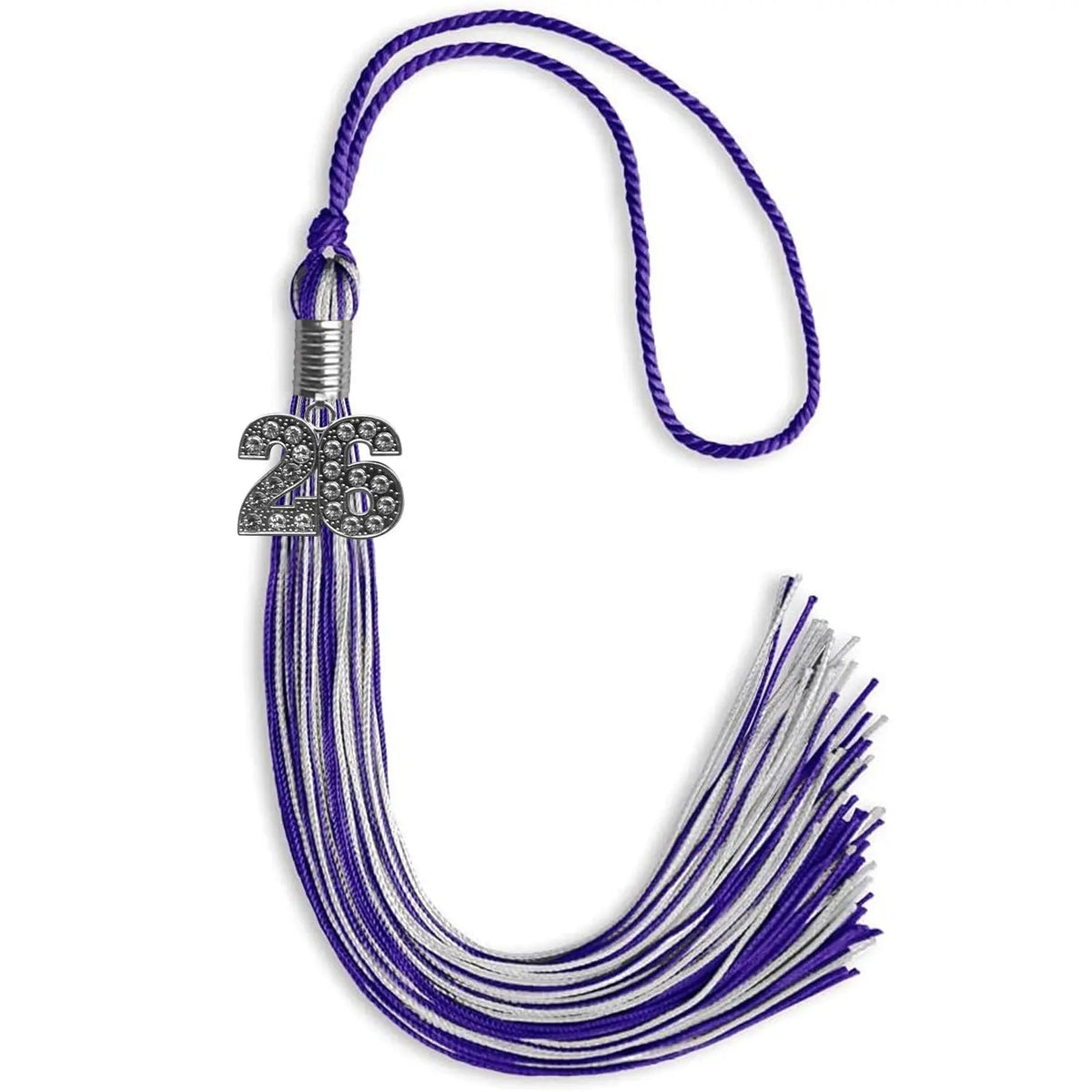 Purple/Silver Mixed Color Graduation Tassel with Silver Bling Charm - Endea Graduation