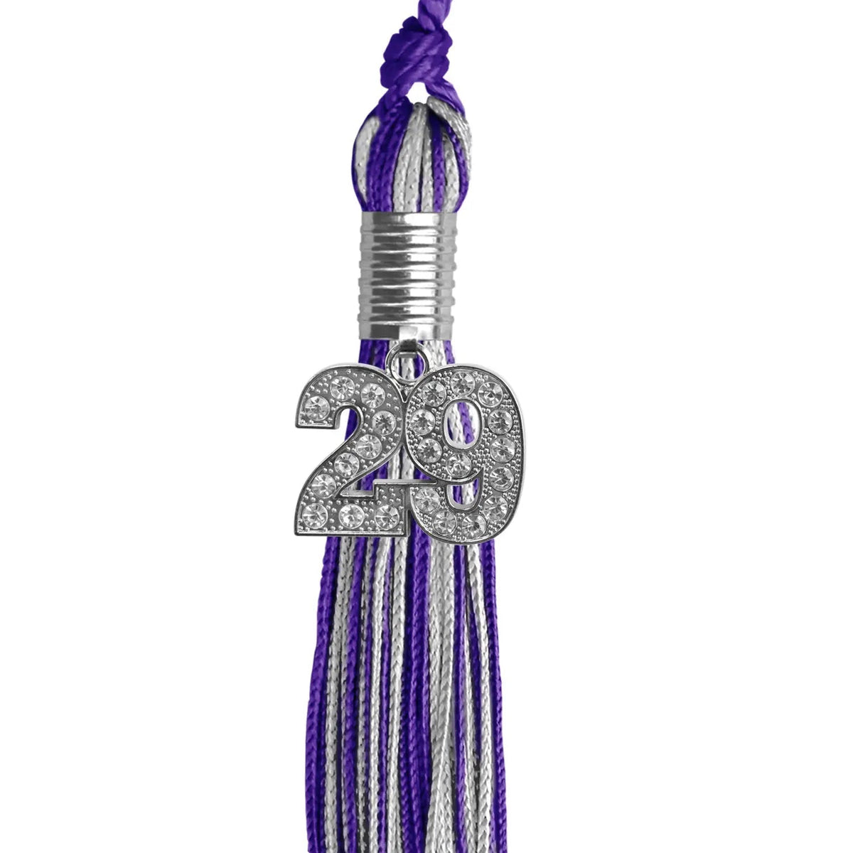 Purple/Silver Mixed Color Graduation Tassel with Silver Bling Charm - Endea Graduation