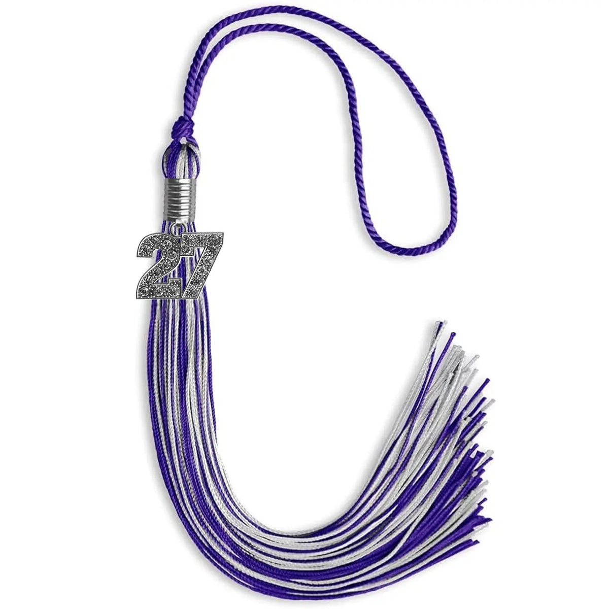 Purple/Silver Mixed Color Graduation Tassel with Silver Bling Charm - Endea Graduation