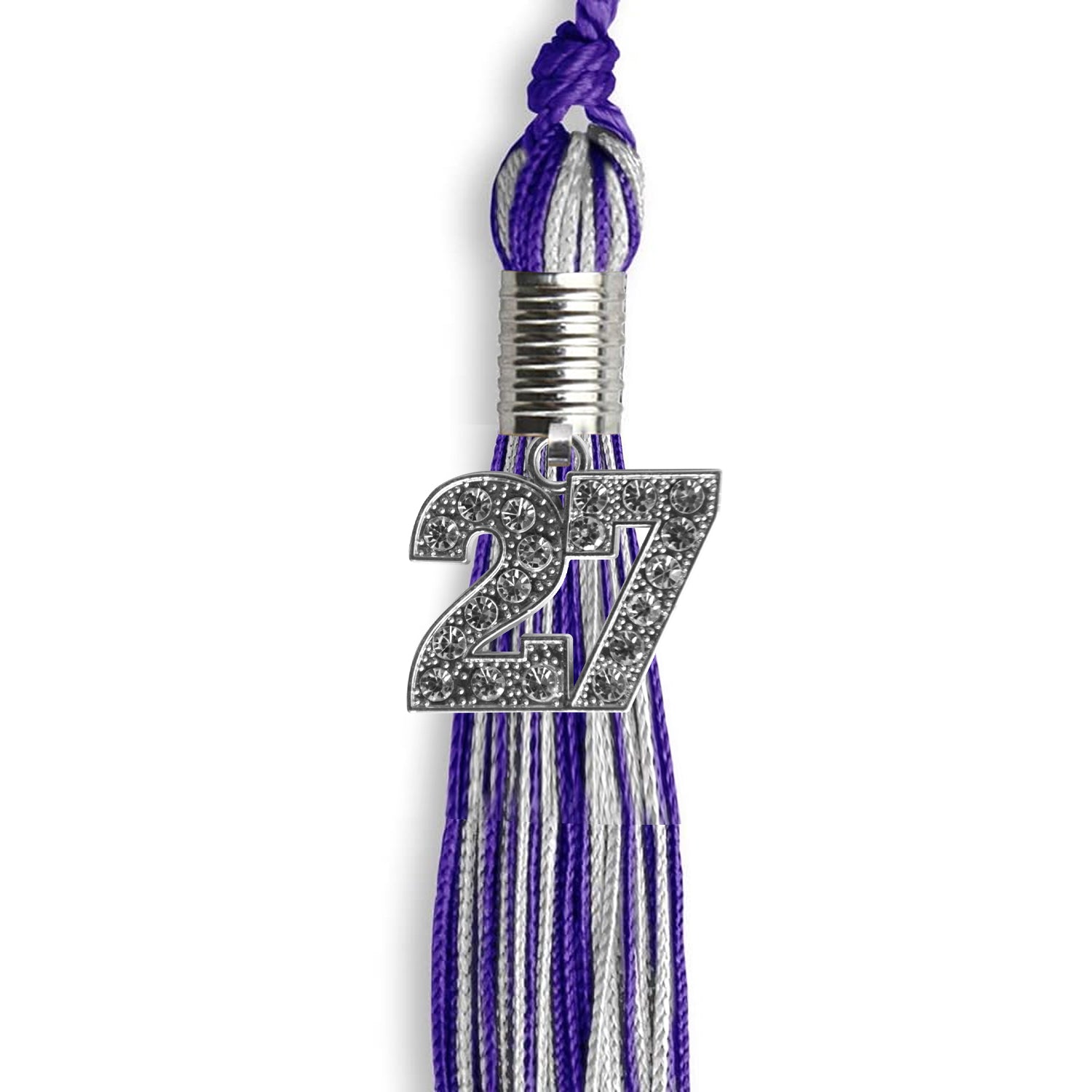 Purple/Silver Mixed Color Graduation Tassel with Silver Date Drop - Endea Graduation