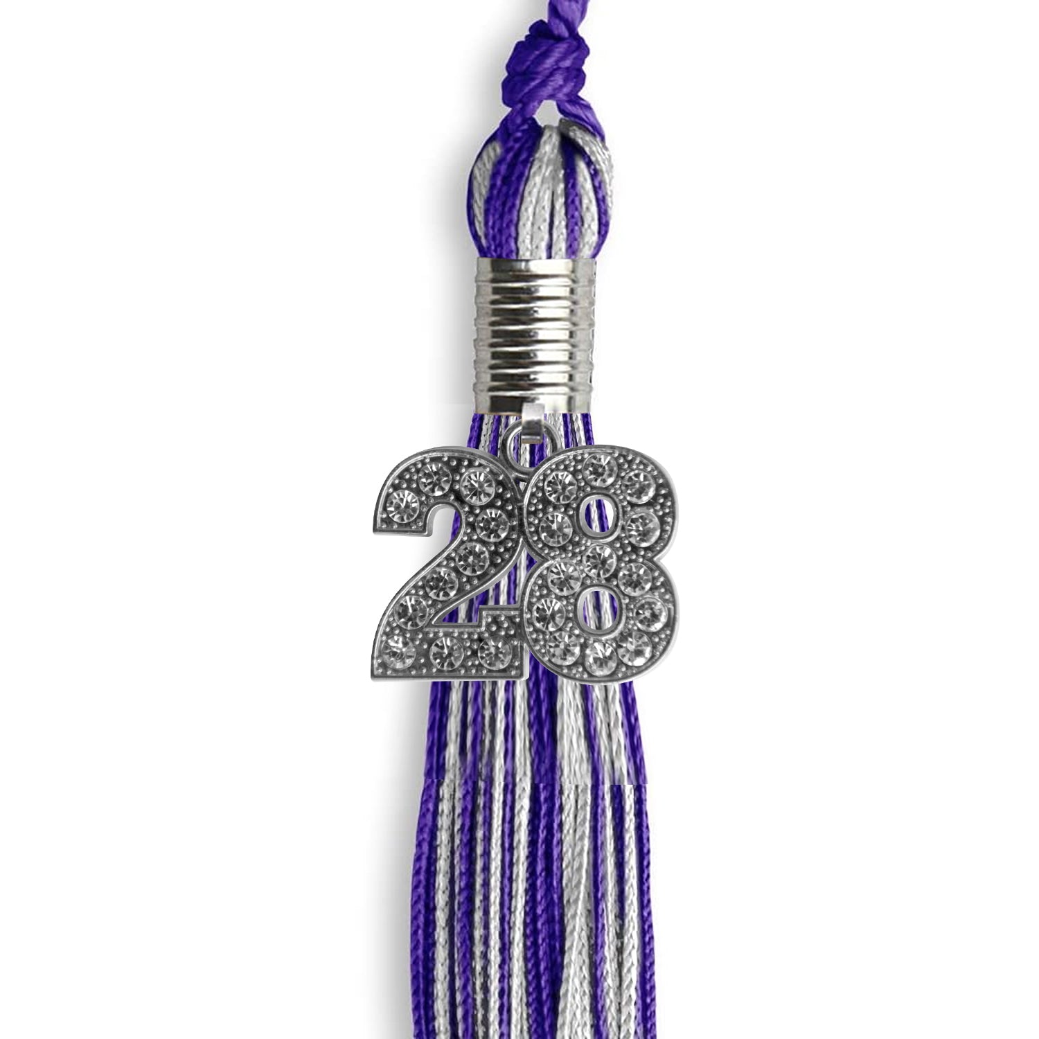 Purple/Silver Mixed Color Graduation Tassel with Silver Date Drop - Endea Graduation