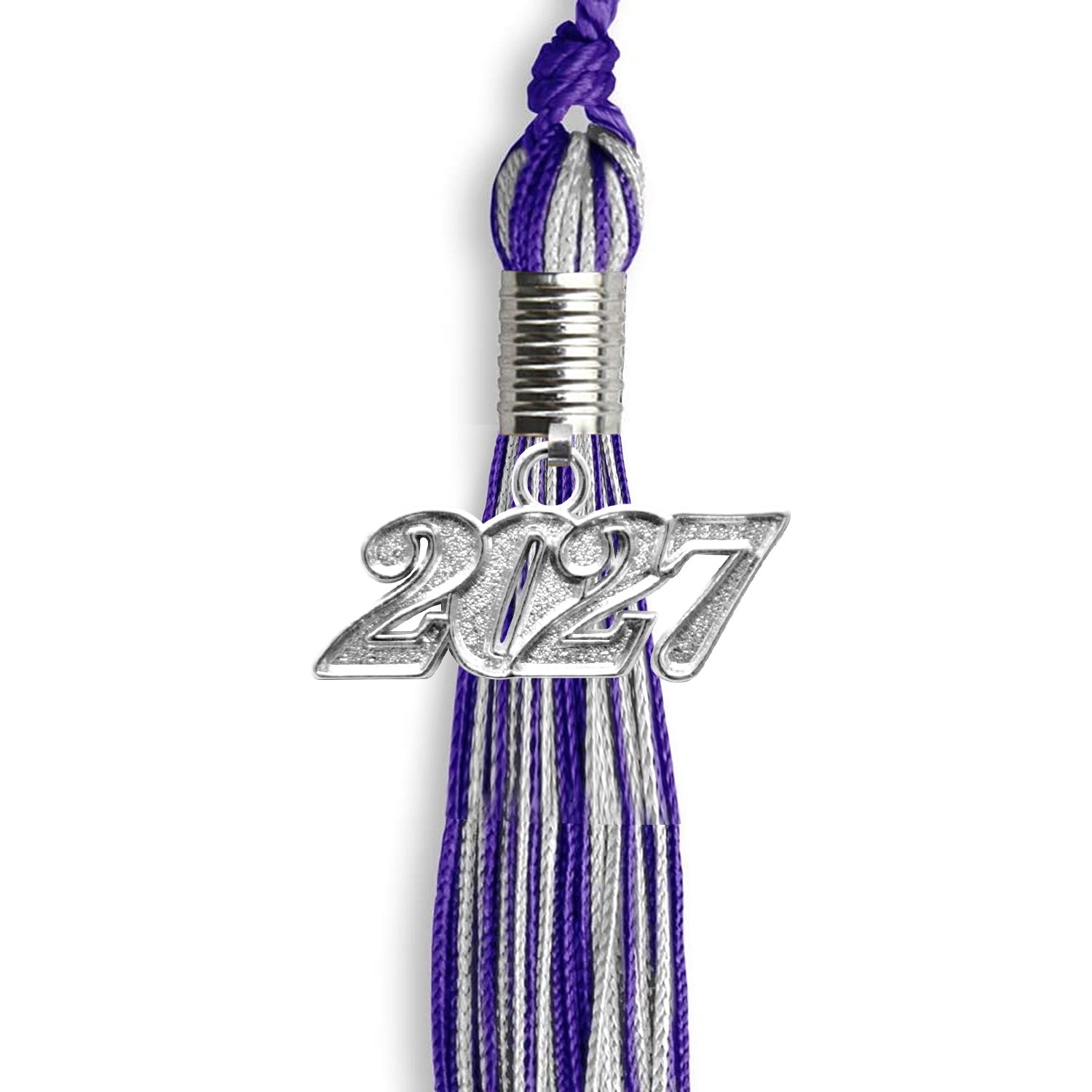 Purple/Silver Mixed Color Graduation Tassel with Silver Date Drop - Endea Graduation