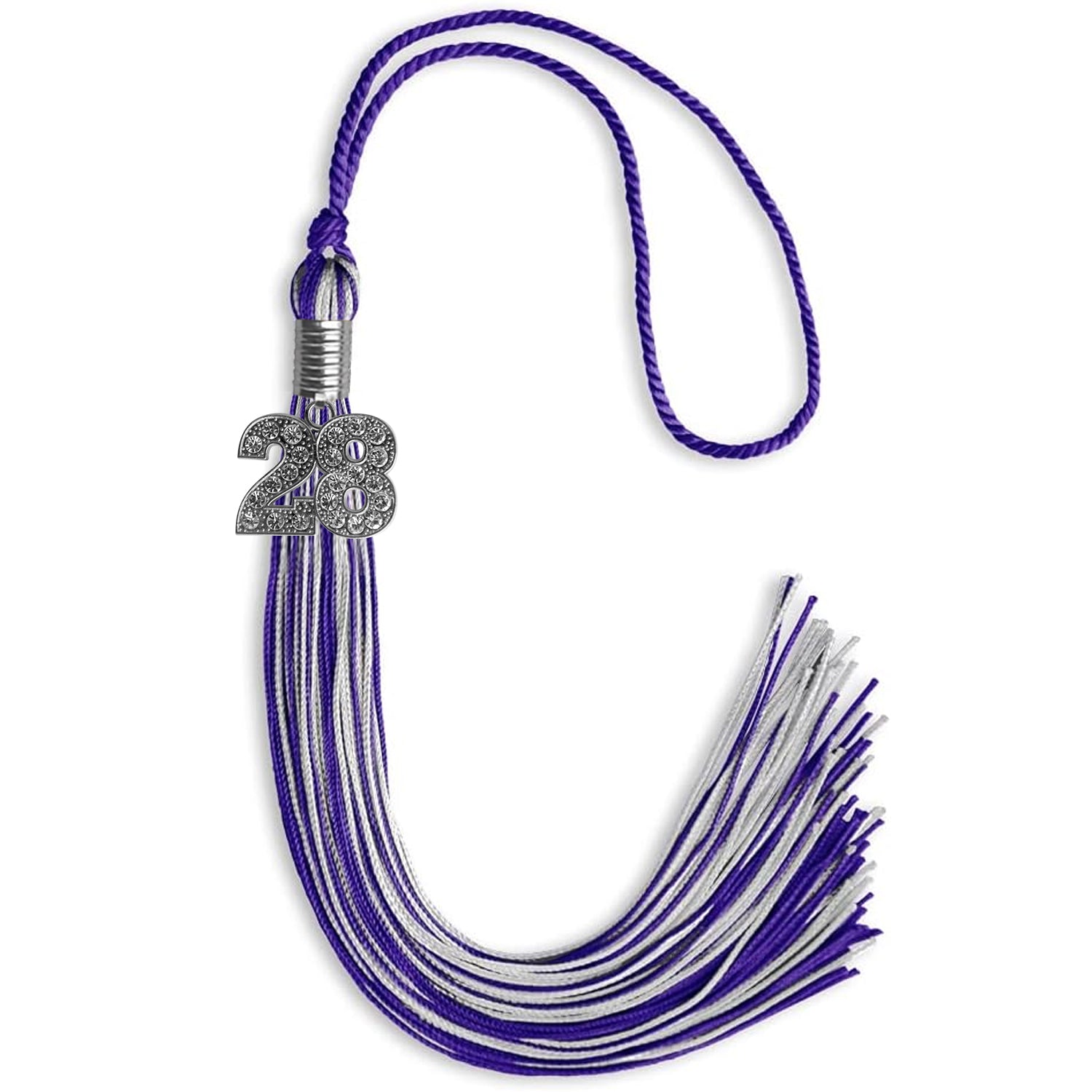 Purple/Silver Mixed Color Graduation Tassel with Silver Date Drop - Endea Graduation