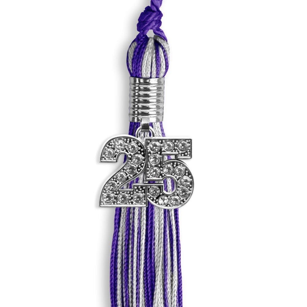 Purple/Silver Mixed Color Graduation Tassel with Silver Date Drop - Endea Graduation