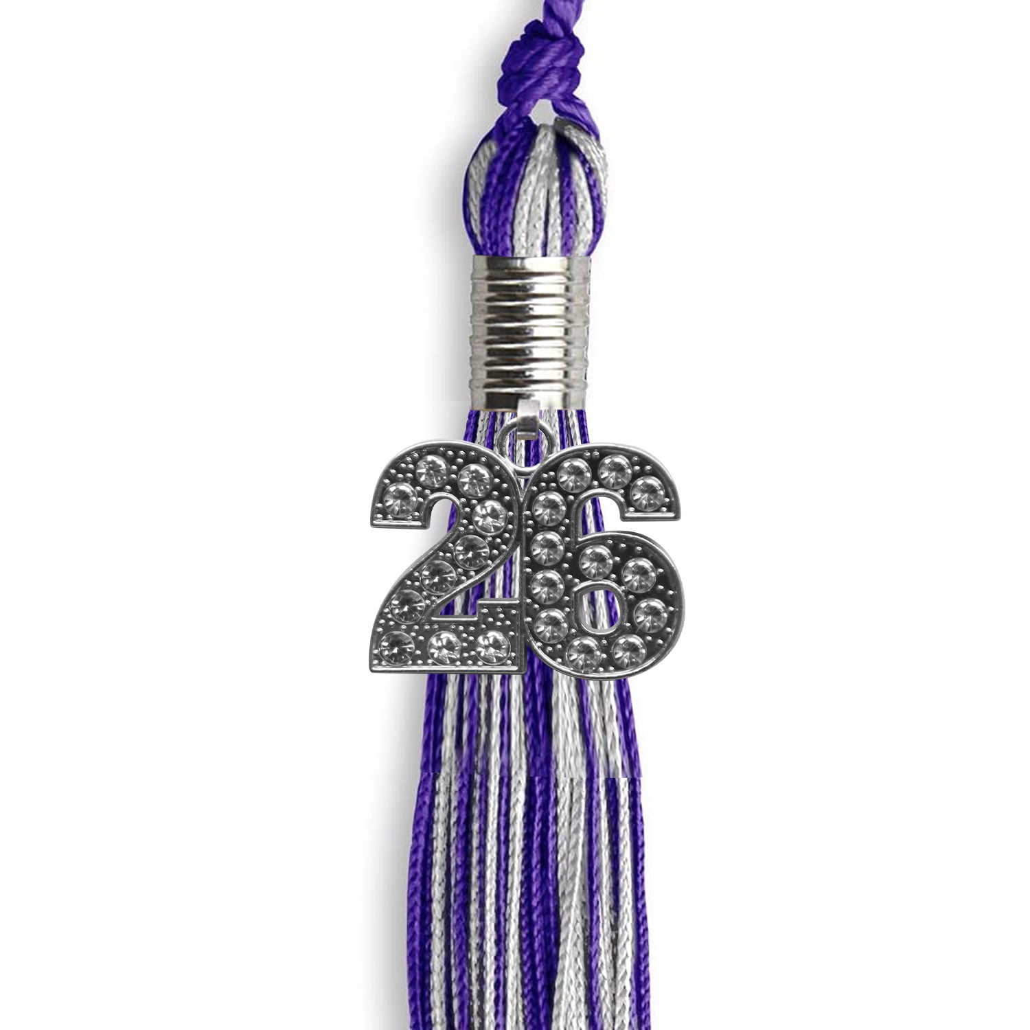 Purple/Silver Mixed Color Graduation Tassel with Silver Date Drop - Endea Graduation