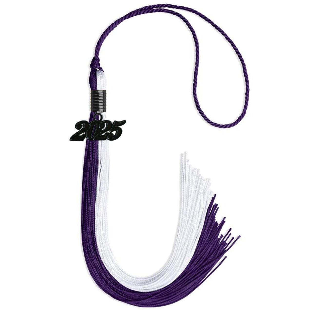 Purple/White Graduation Tassel with Black Date Drop - Endea Graduation