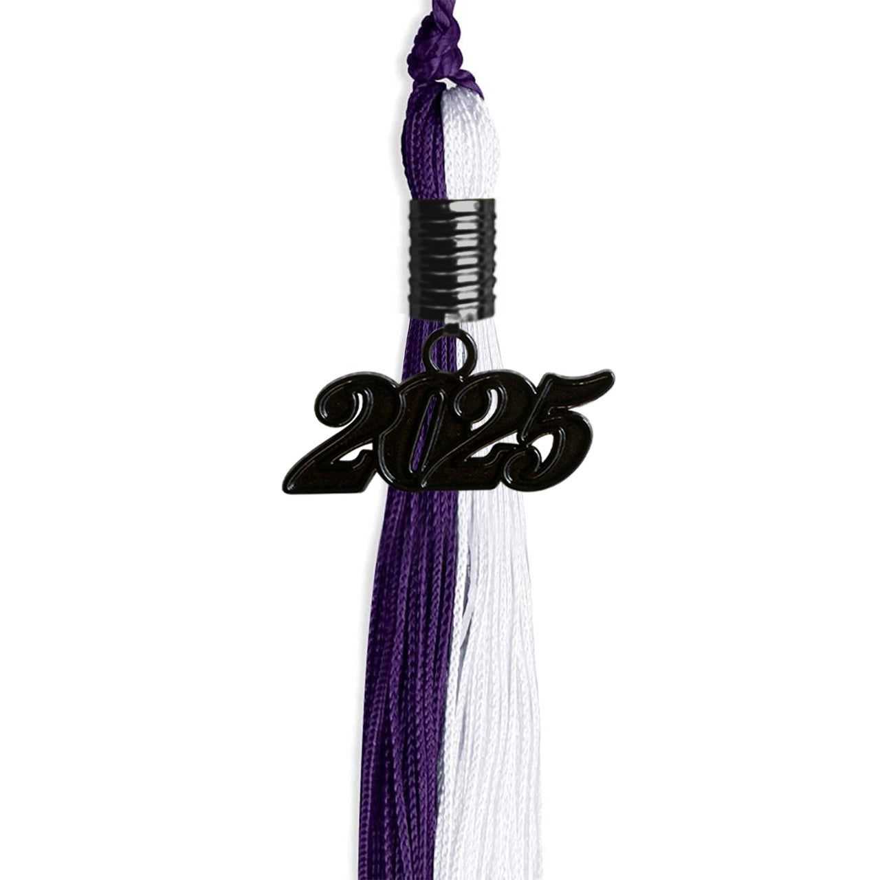 Purple/White Graduation Tassel with Black Date Drop - Endea Graduation