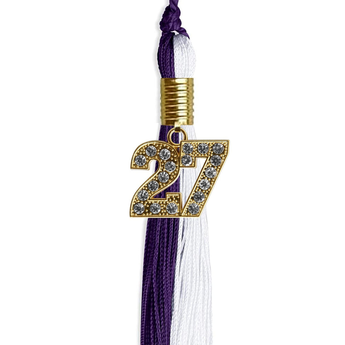 Purple/White Graduation Tassel with Gold Bling Charm - Endea Graduation