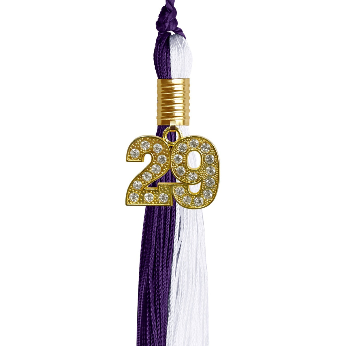 Purple/White Graduation Tassel with Gold Bling Charm - Endea Graduation