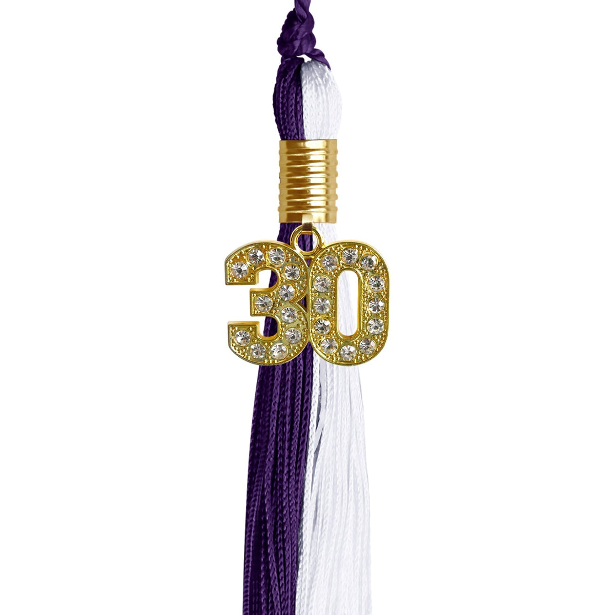 Purple/White Graduation Tassel with Gold Bling Charm - Endea Graduation