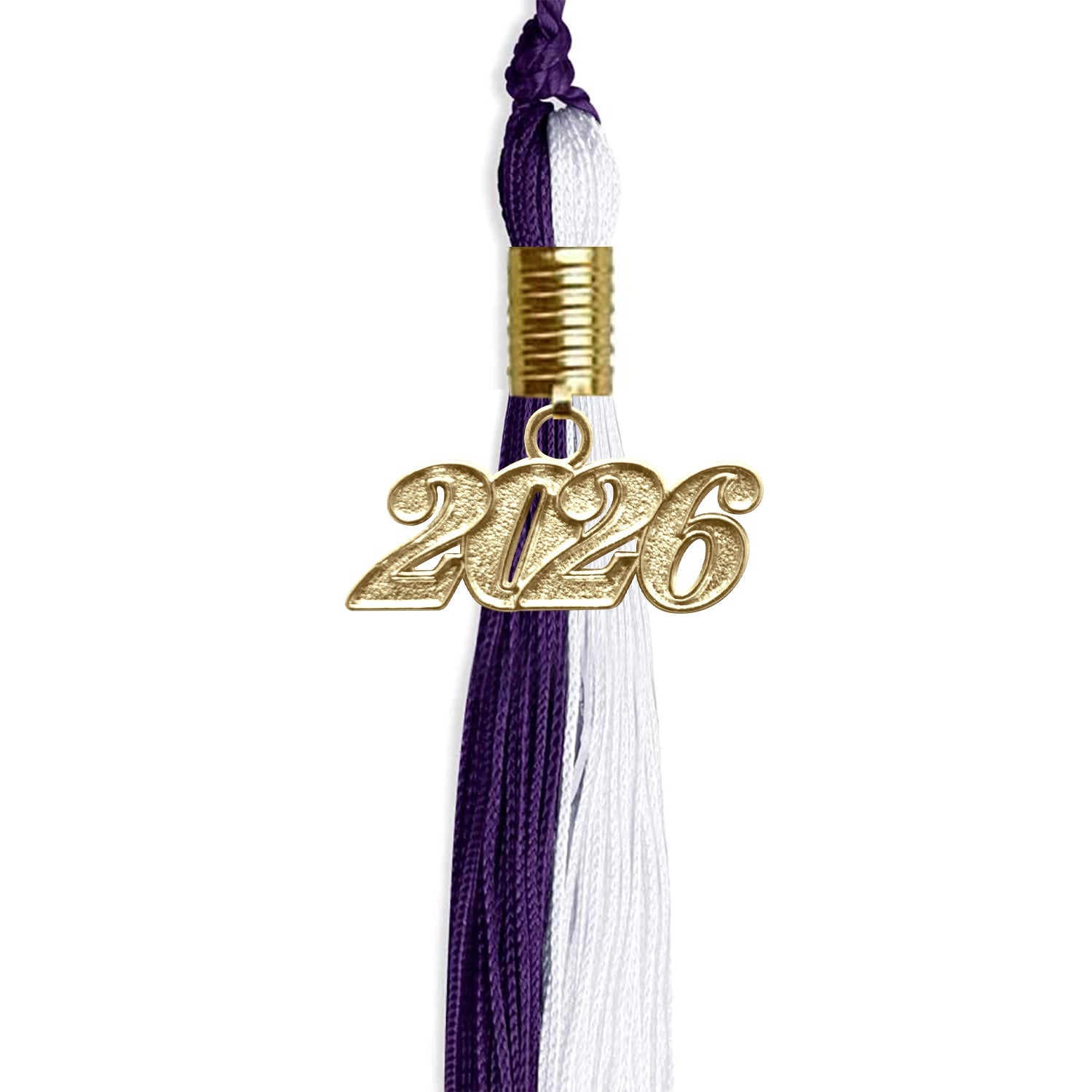 Purple/White Graduation Tassel with Gold Date Drop - Endea Graduation