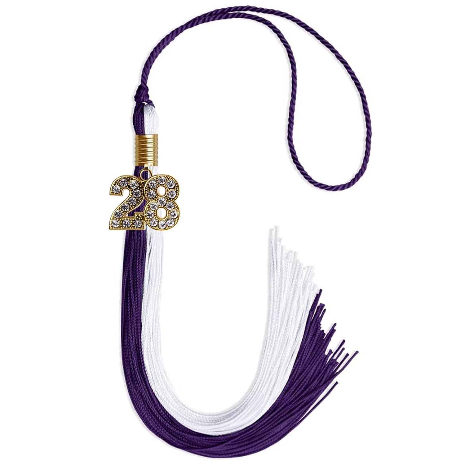 Purple/White Graduation Tassel with Gold Date Drop - Endea Graduation