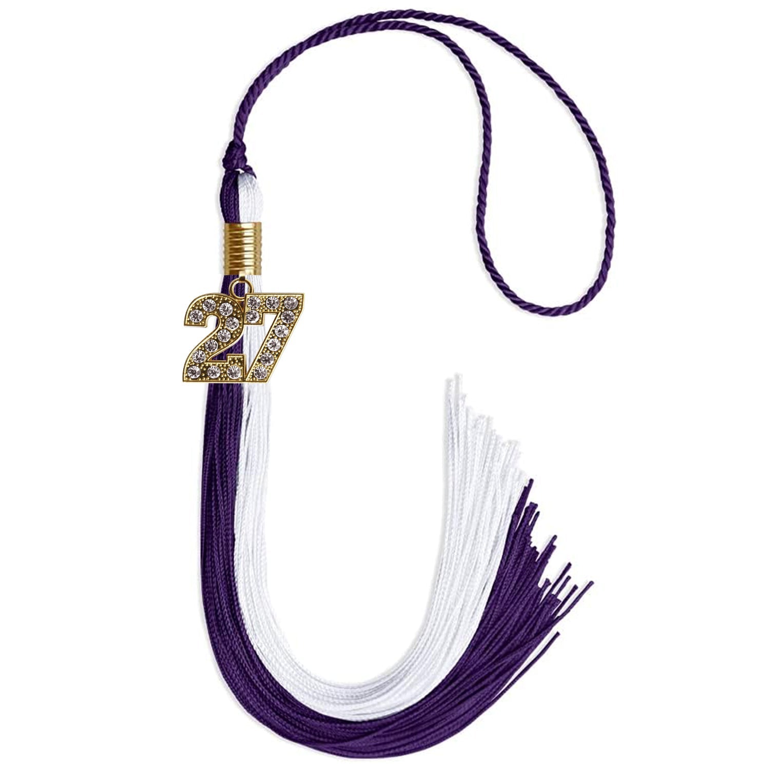 Purple/White Graduation Tassel with Gold Date Drop - Endea Graduation