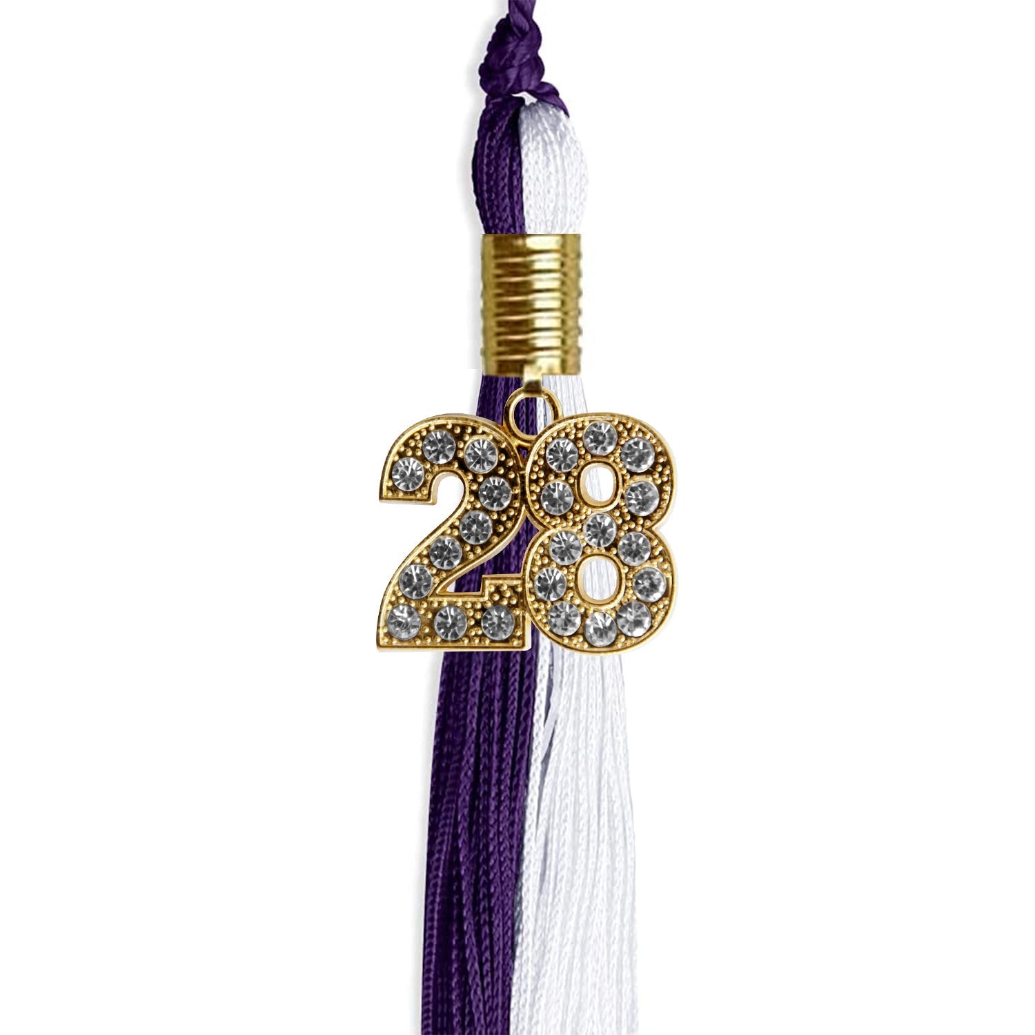 Purple/White Graduation Tassel with Gold Date Drop - Endea Graduation