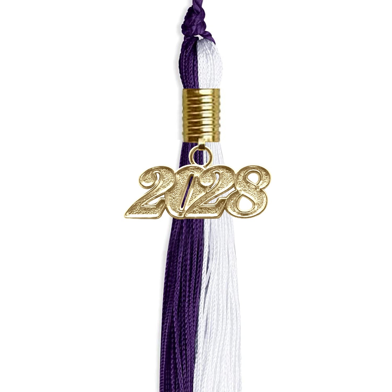 Purple/White Graduation Tassel with Gold Date Drop - Endea Graduation