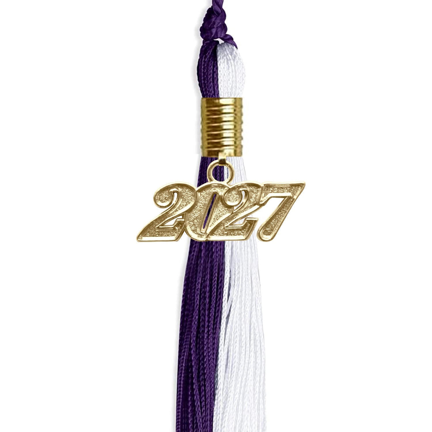 Purple/White Graduation Tassel with Gold Date Drop - Endea Graduation