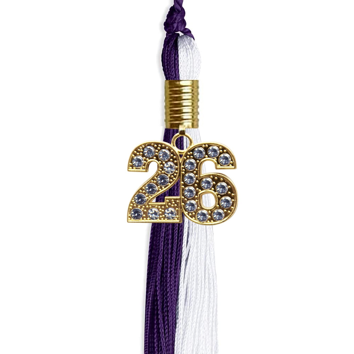 Purple/White Graduation Tassel with Gold Date Drop - Endea Graduation