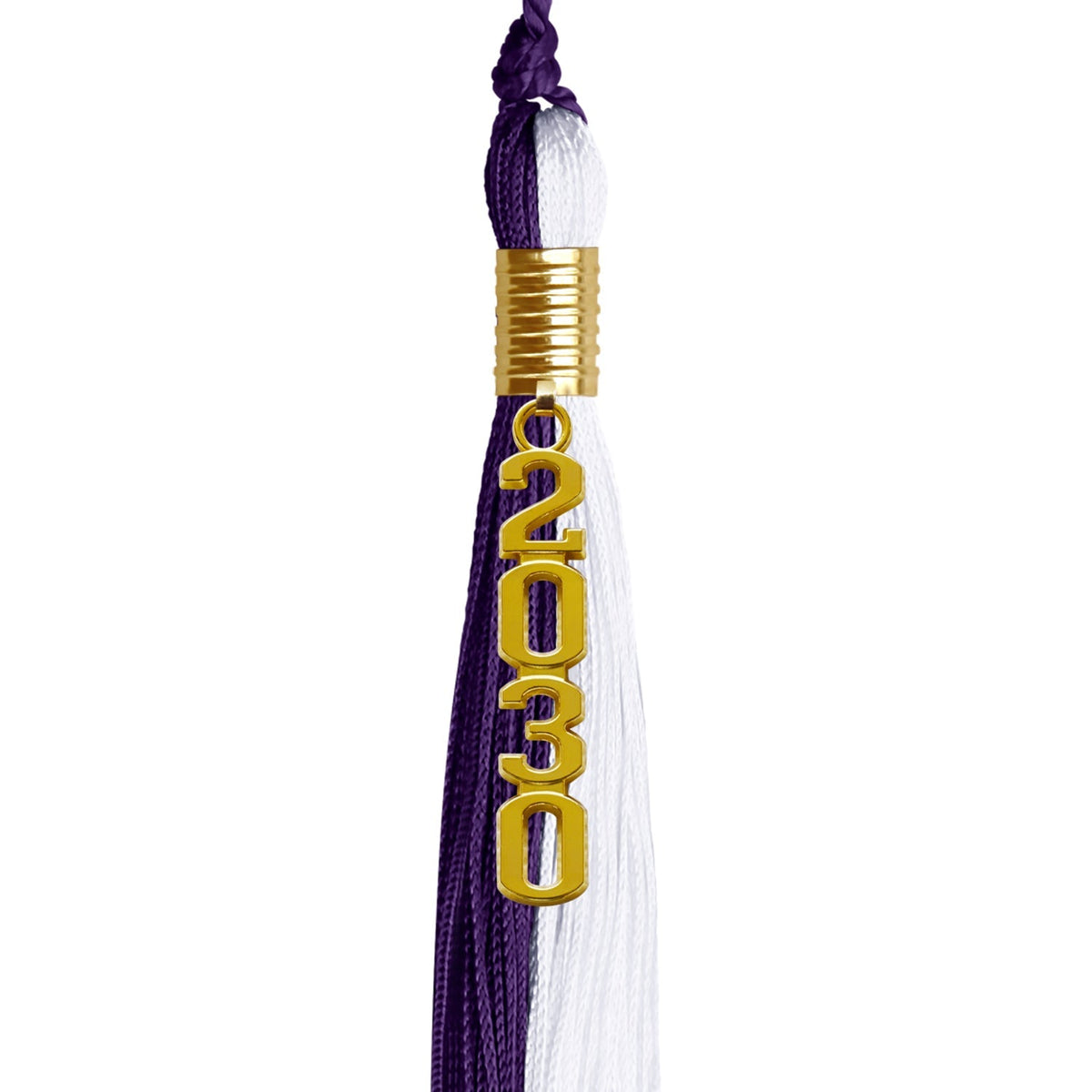 Purple/White Graduation Tassel with Gold Stacked Date Drop - Endea Graduation