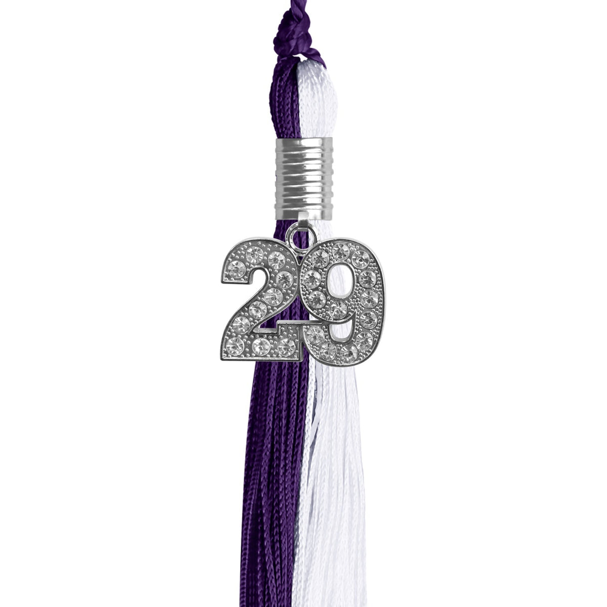 Purple/White Graduation Tassel with Silver Bling Charm - Endea Graduation