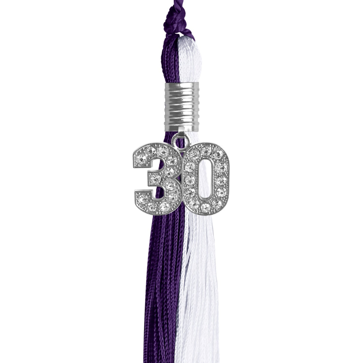 Purple/White Graduation Tassel with Silver Bling Charm - Endea Graduation