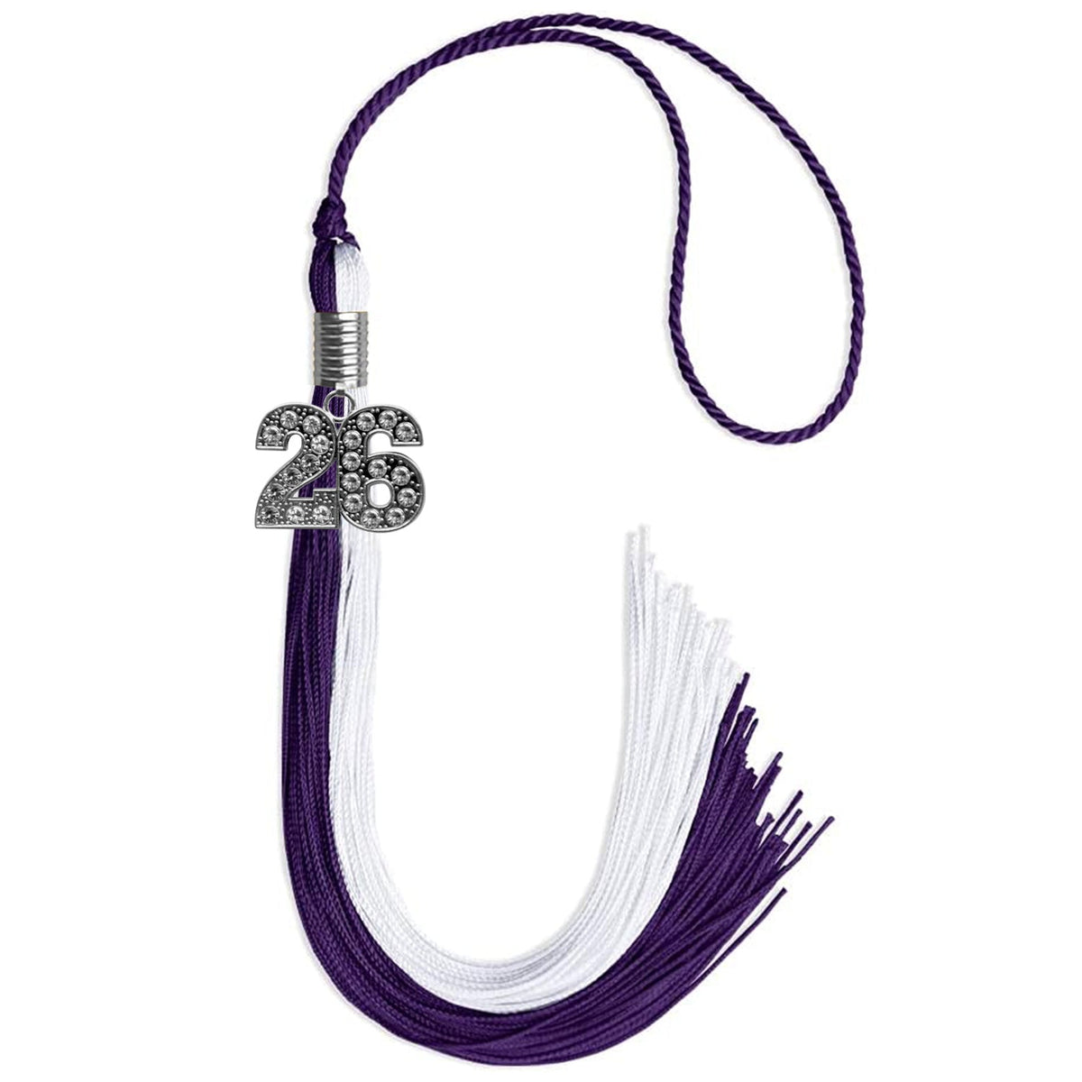Purple/White Graduation Tassel with Silver Bling Charm - Endea Graduation