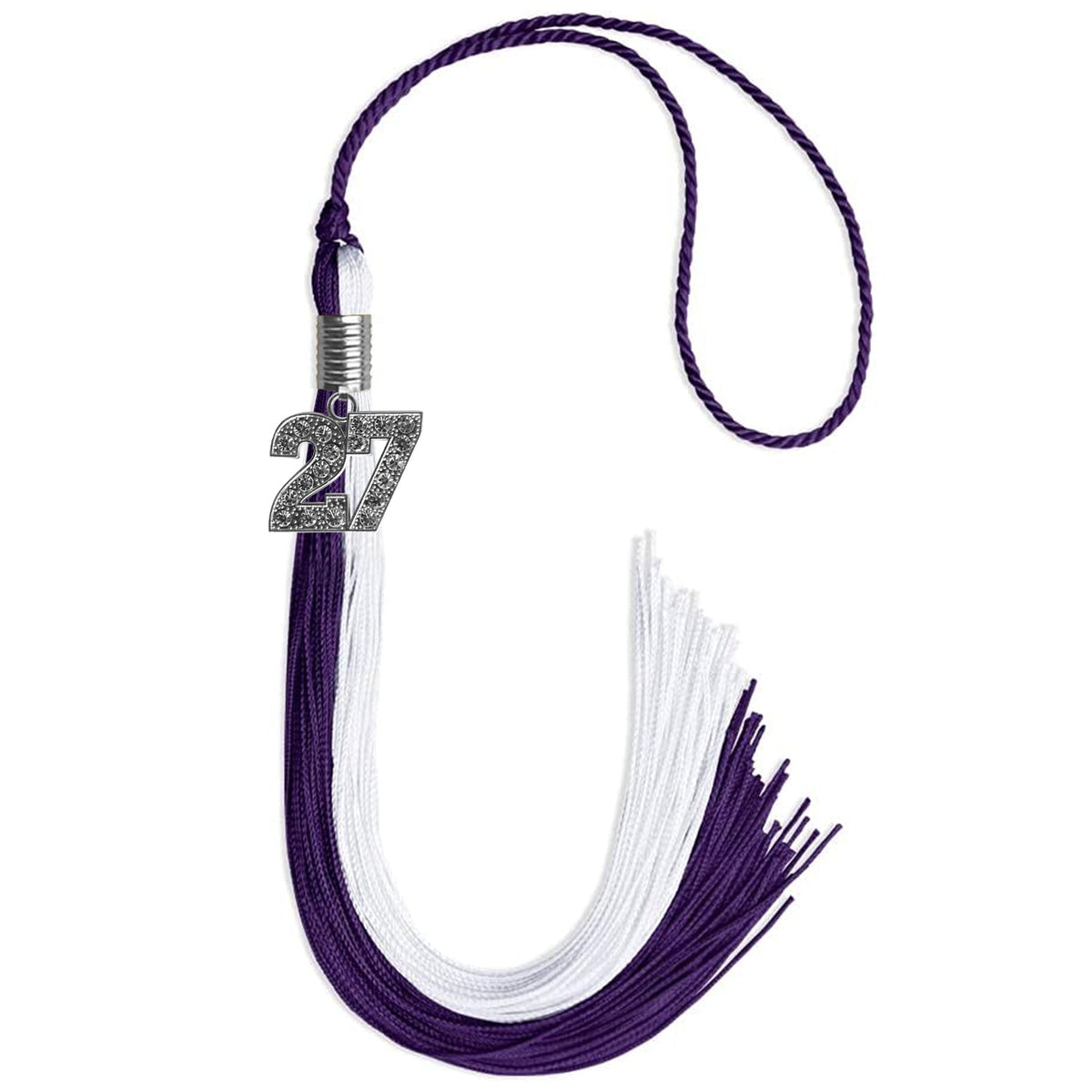 Purple/White Graduation Tassel with Silver Bling Charm - Endea Graduation