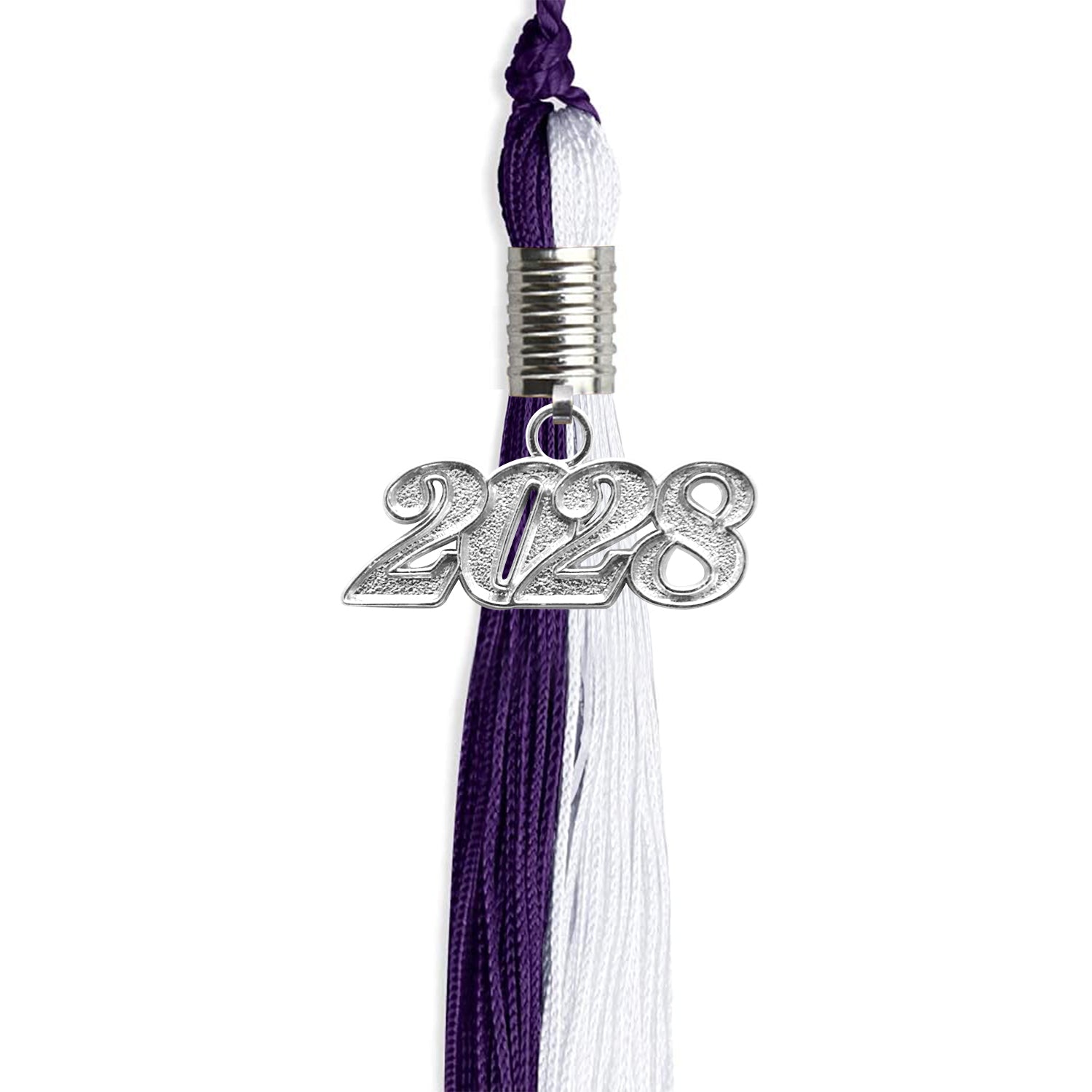 Purple/White Graduation Tassel with Silver Date Drop - Endea Graduation