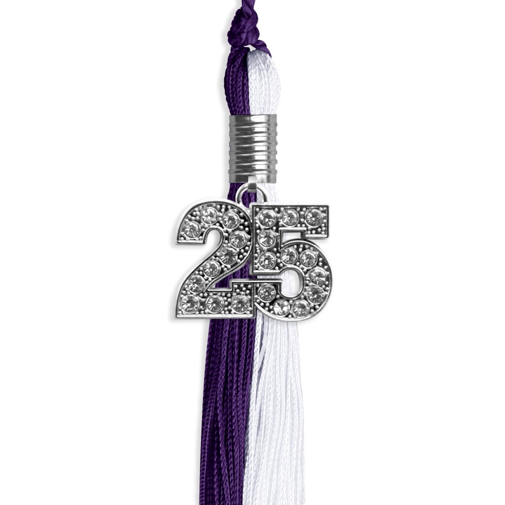 Purple/White Graduation Tassel with Silver Date Drop - Endea Graduation