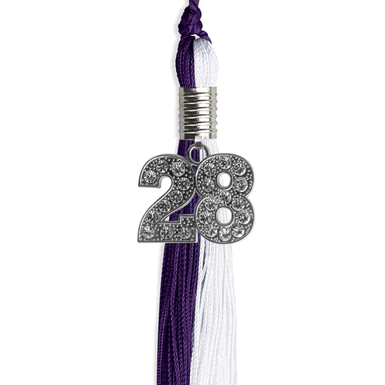 Purple/White Graduation Tassel with Silver Date Drop - Endea Graduation