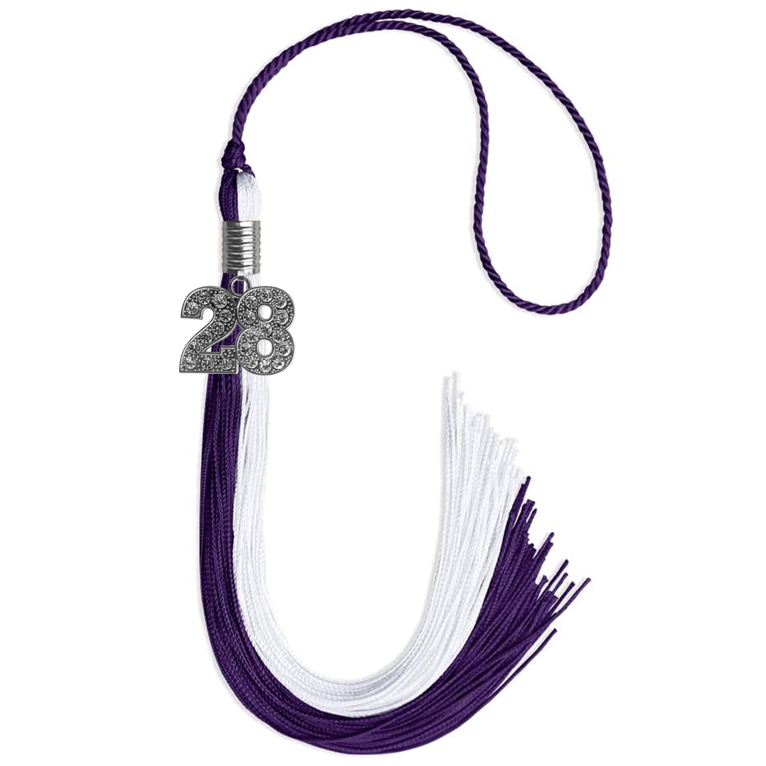 Purple/White Graduation Tassel with Silver Date Drop - Endea Graduation