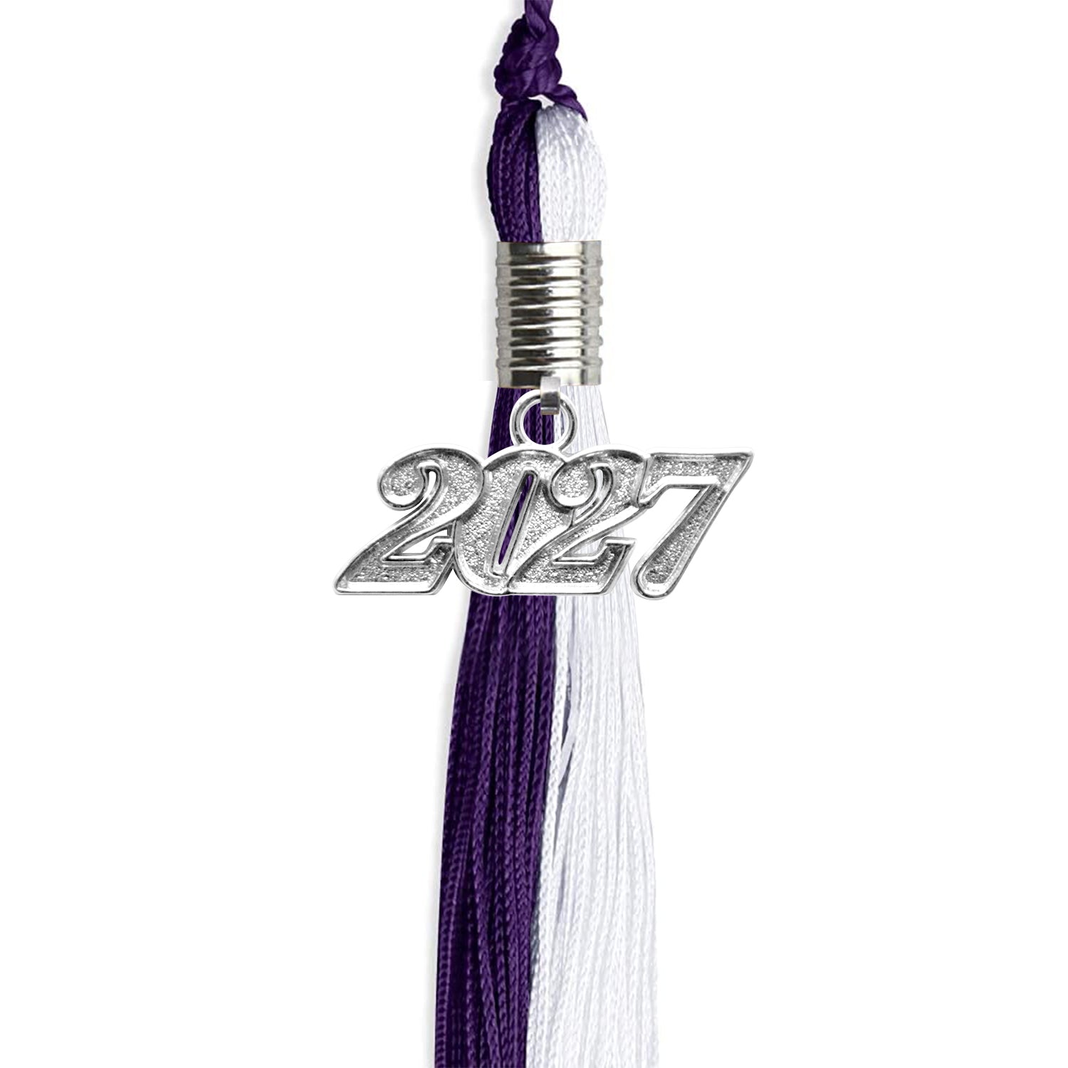 Purple/White Graduation Tassel with Silver Date Drop - Endea Graduation