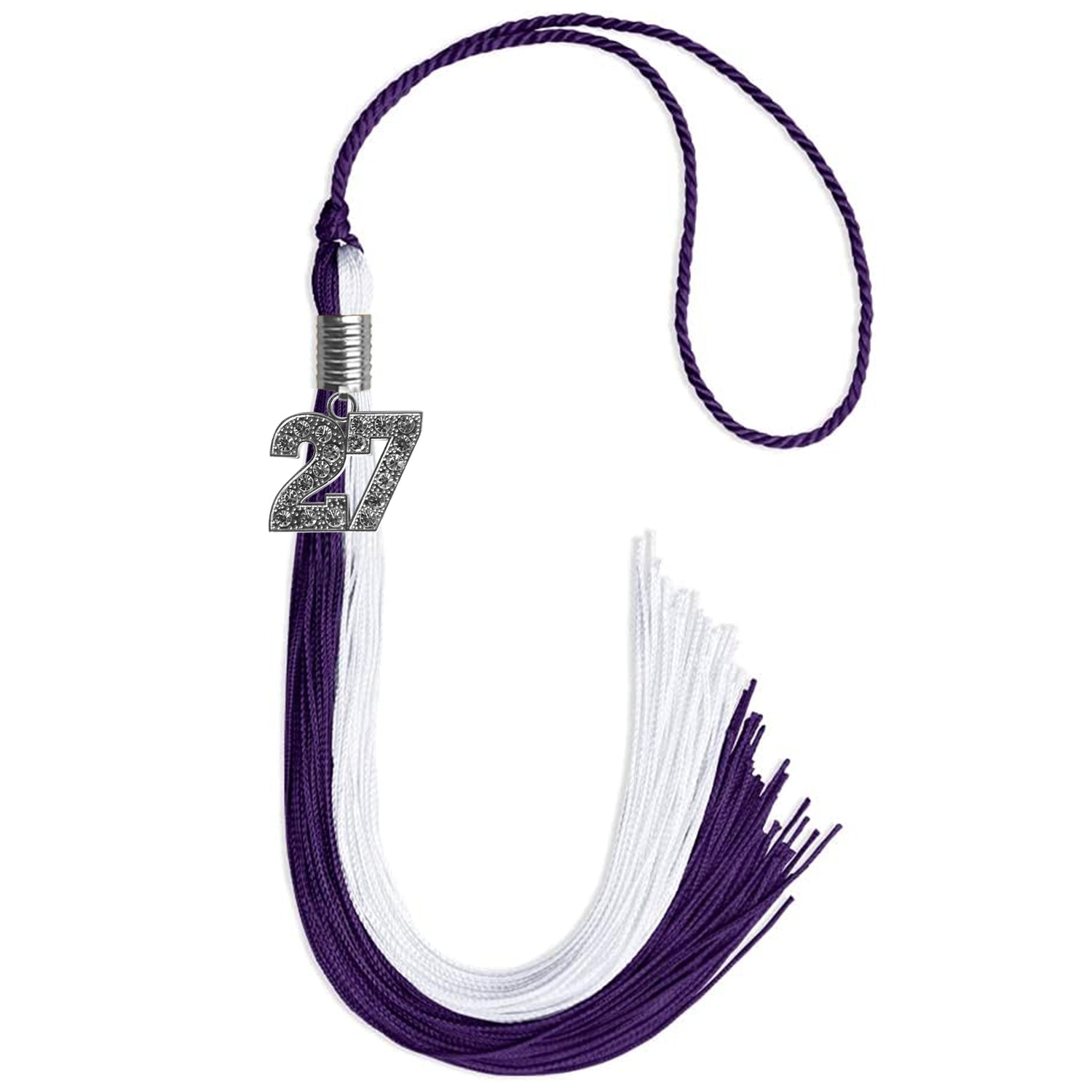 Purple/White Graduation Tassel with Silver Date Drop - Endea Graduation