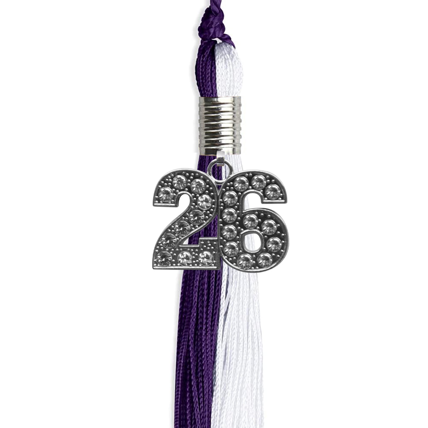 Purple/White Graduation Tassel with Silver Date Drop - Endea Graduation