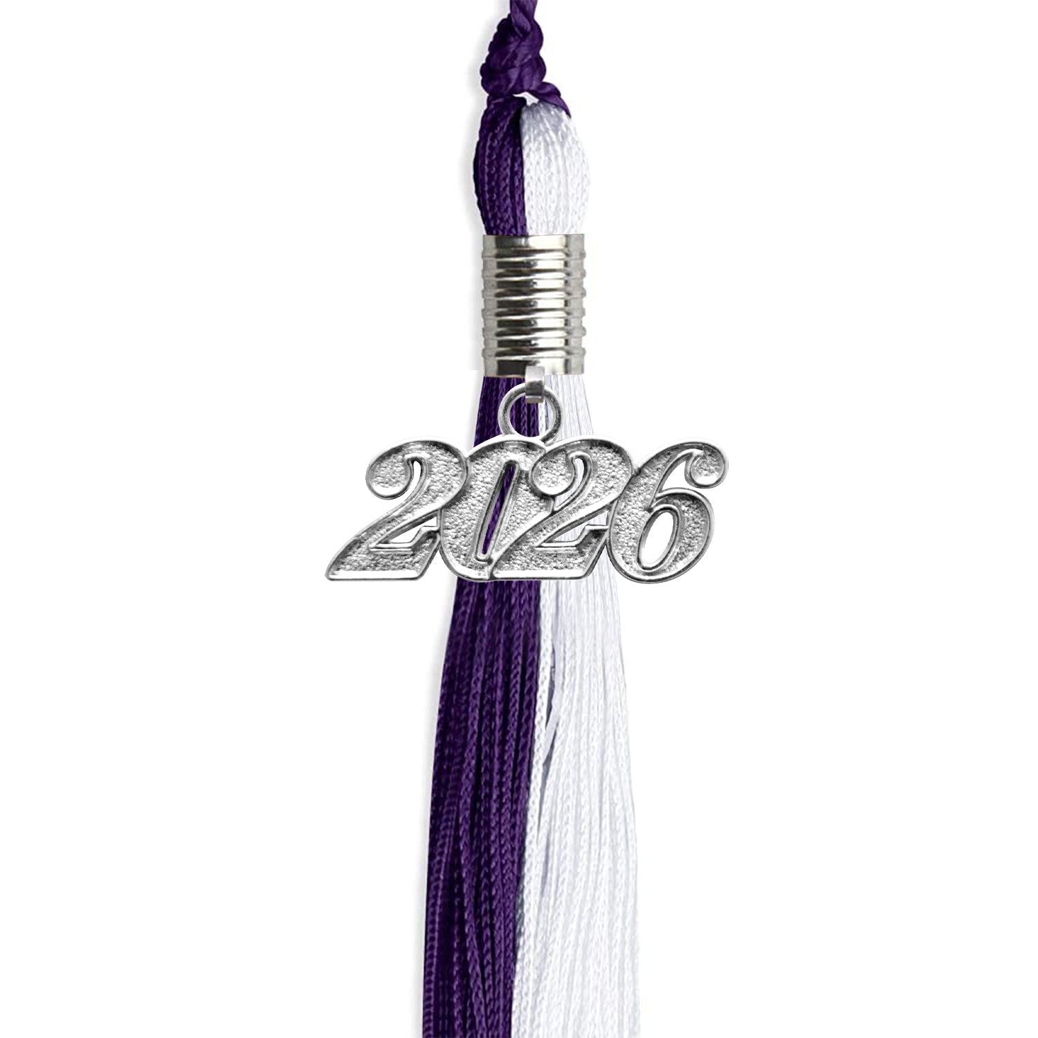 Purple/White Graduation Tassel with Silver Date Drop - Endea Graduation