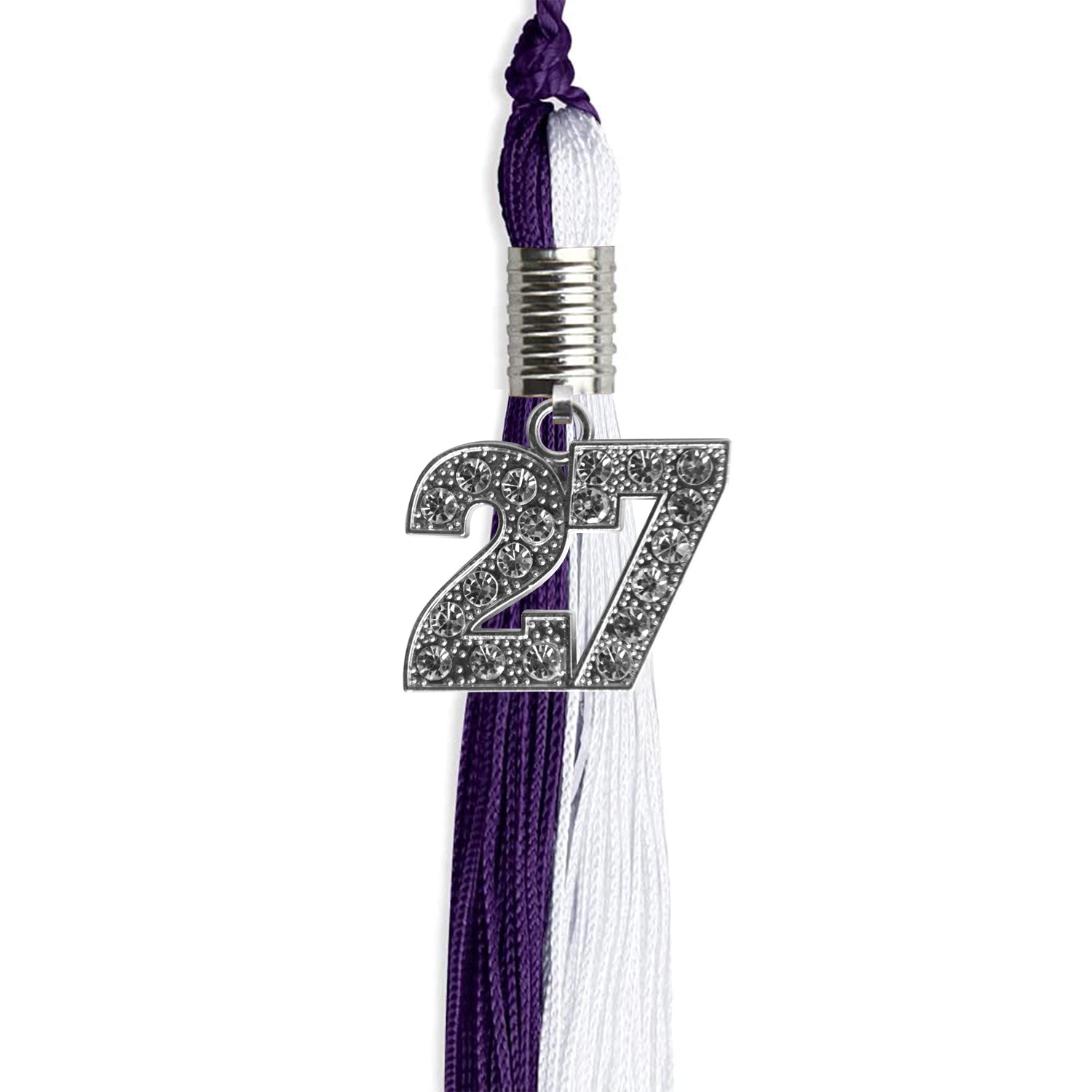 Purple/White Graduation Tassel with Silver Date Drop - Endea Graduation