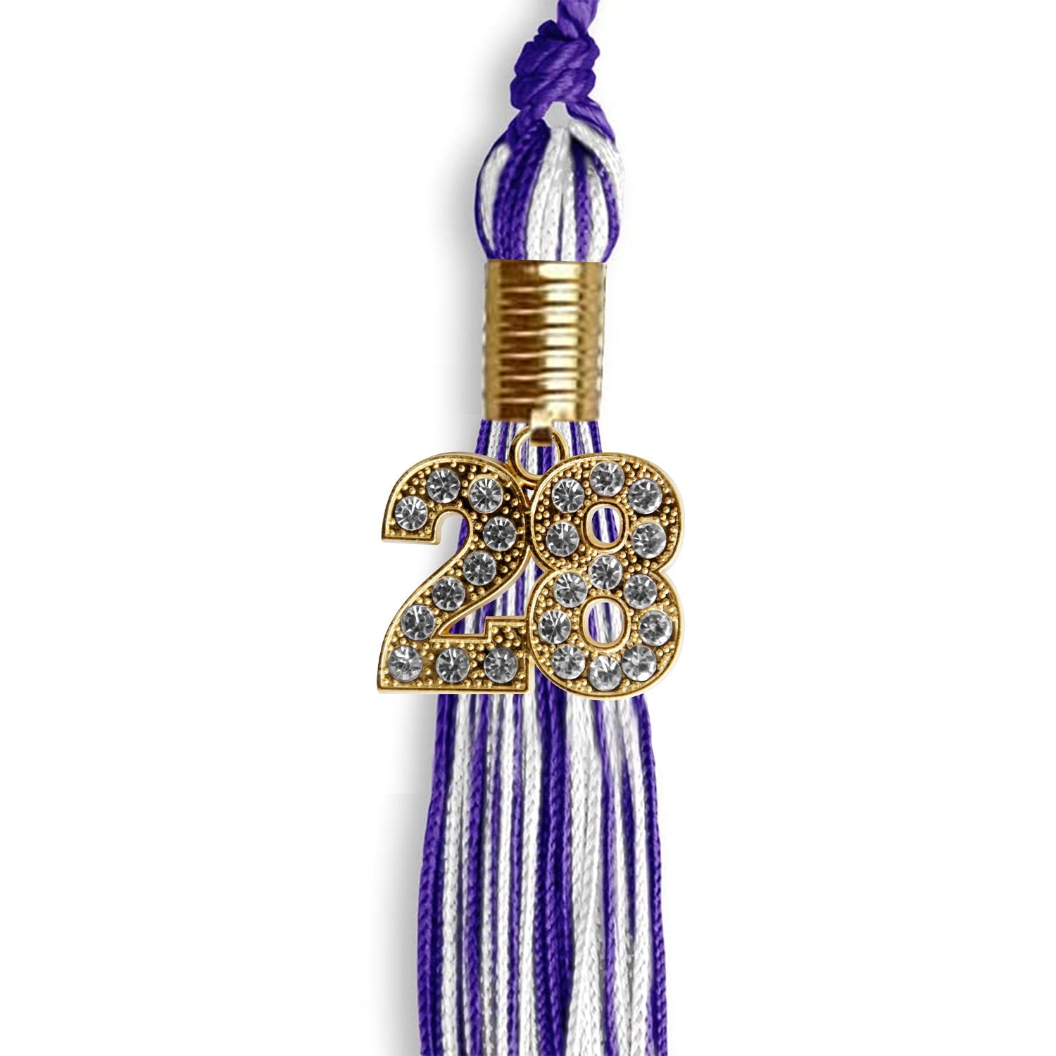 Purple/White Mixed Color Graduation Tassel with Gold Date Drop - Endea Graduation