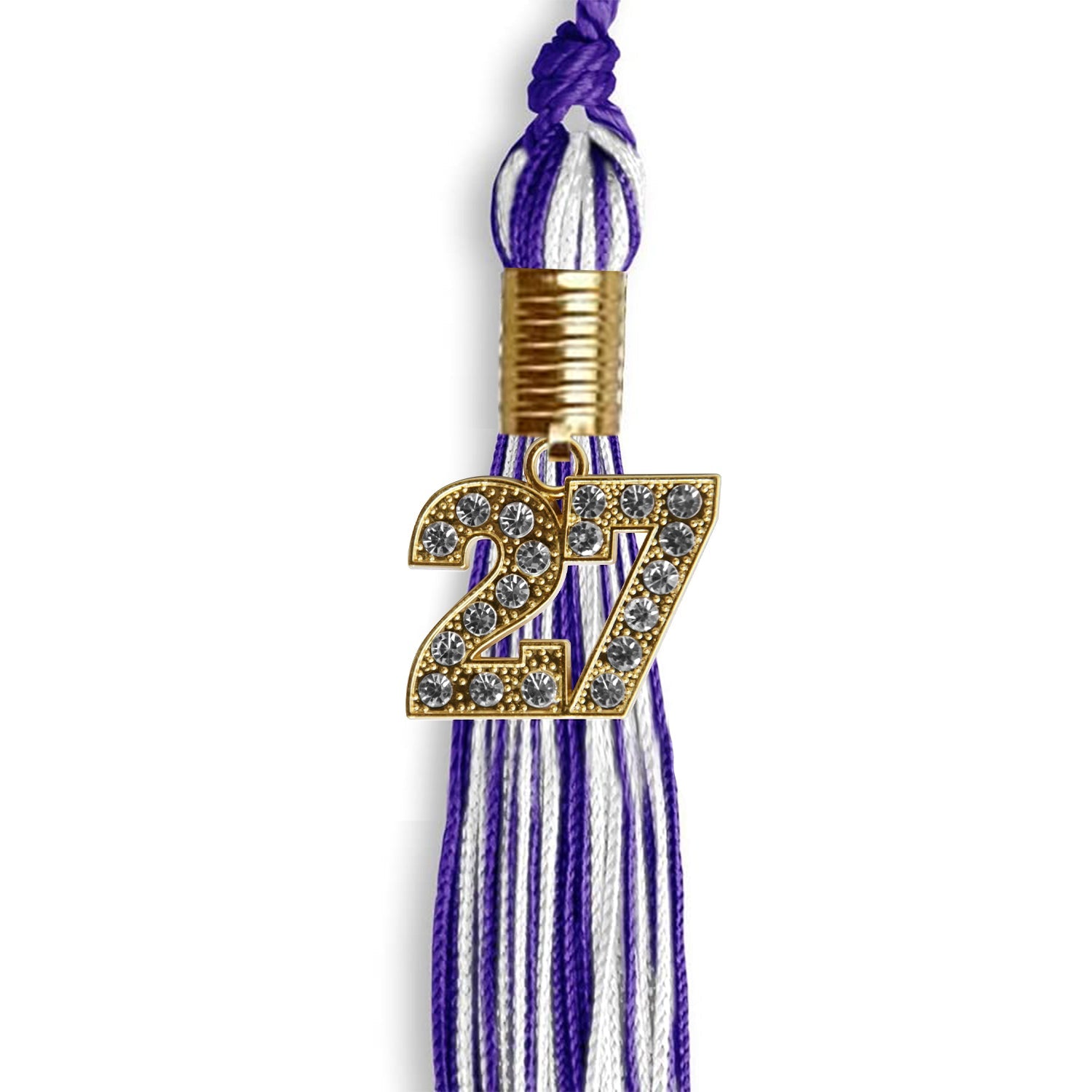 Purple/White Mixed Color Graduation Tassel with Gold Date Drop - Endea Graduation