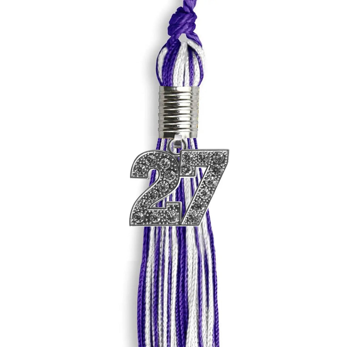 Purple/White Mixed Color Graduation Tassel with Silver Bling Charm - Endea Graduation