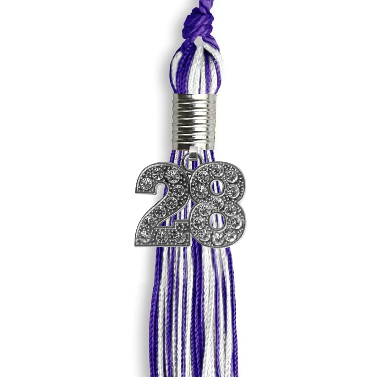 Purple/White Mixed Color Graduation Tassel with Silver Bling Charm - Endea Graduation