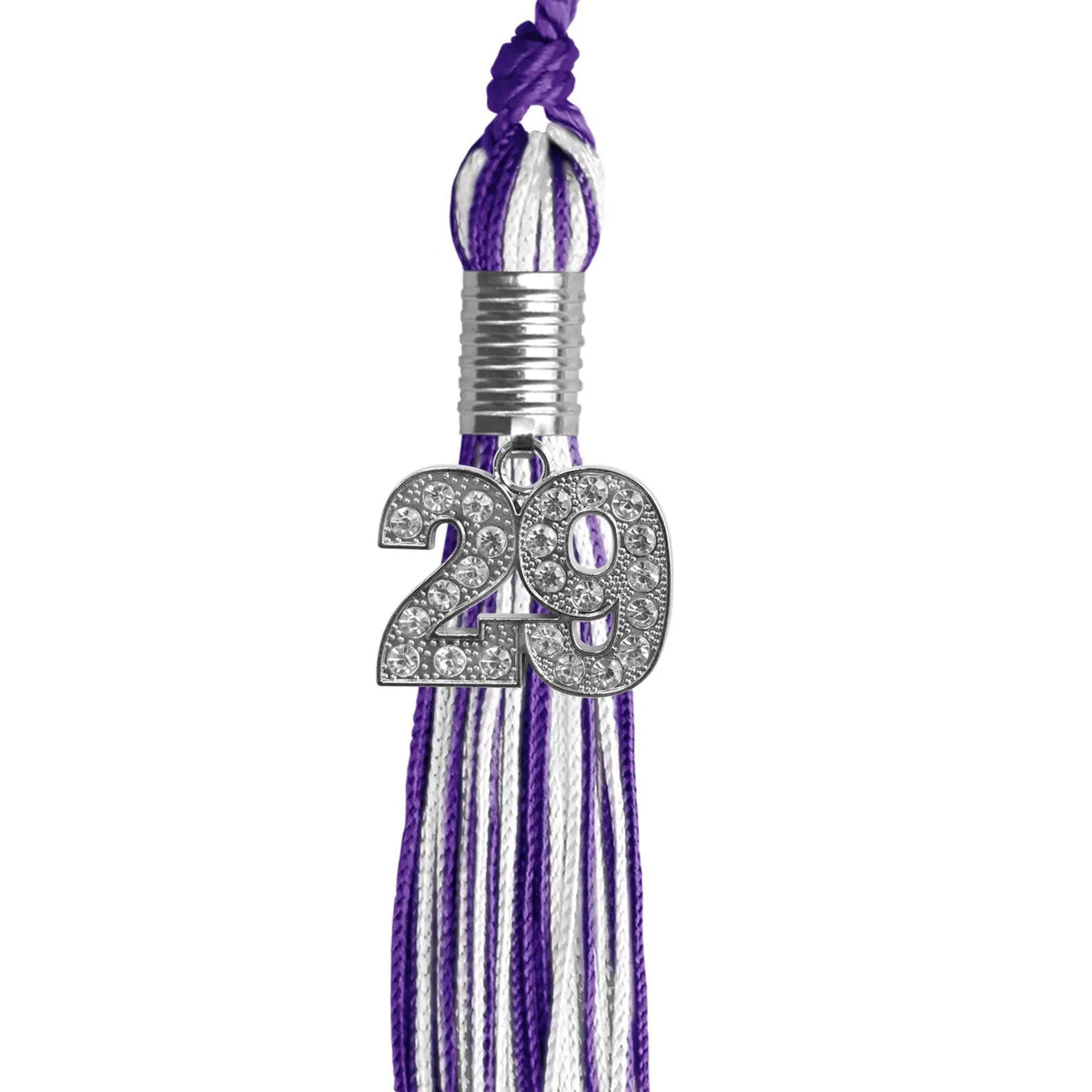 Purple/White Mixed Color Graduation Tassel with Silver Bling Charm - Endea Graduation