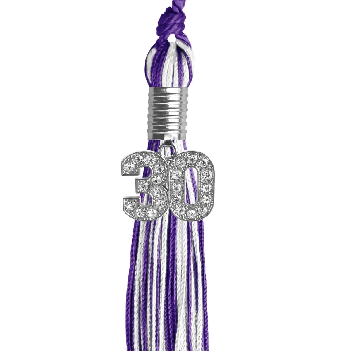 Purple/White Mixed Color Graduation Tassel with Silver Bling Charm - Endea Graduation