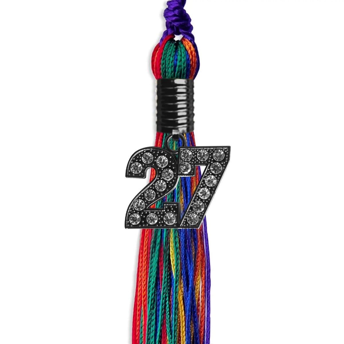 Rainbow Graduation Tassel with Black Bling Charm by Endea Graduation