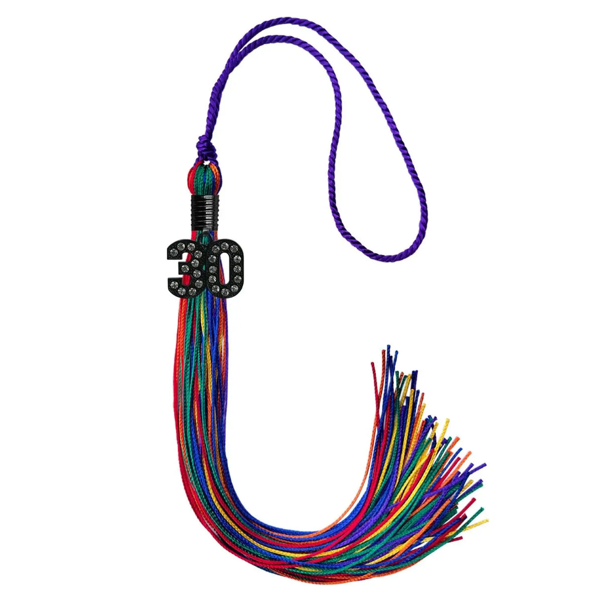 Rainbow Graduation Tassel with Black Bling Charm by Endea Graduation